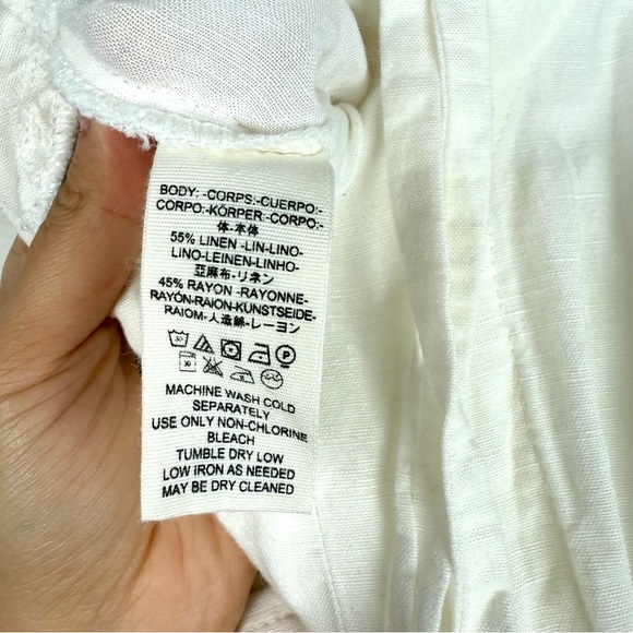 FREE PEOPLE Eyelet Jumpsuit Size S Ivory linen waist tie size S - Picture 10 of 10